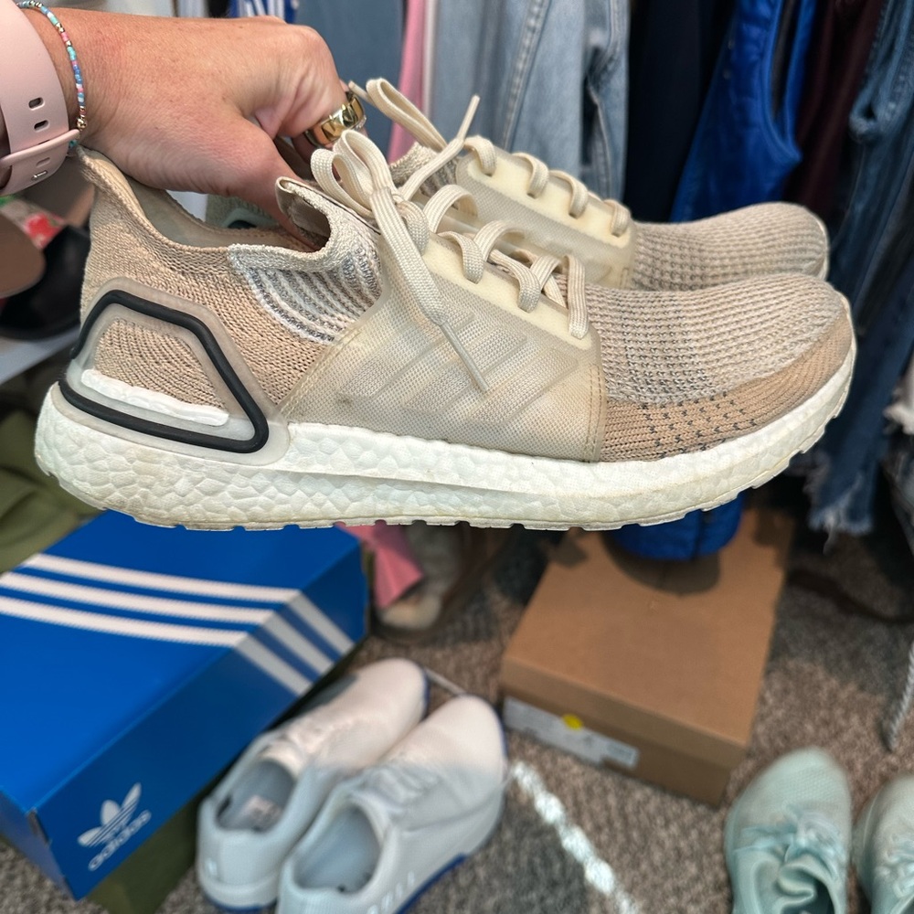 adidas Beige and White Athletic Shoes